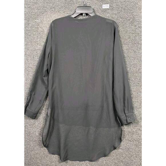 Kut From The Kloth Blouse Semi Sheer Womens M Black Long Sleeves Long Back NEW - Picture 2 of 7